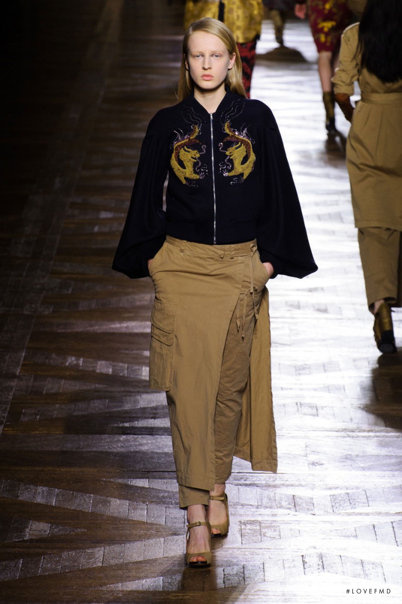 Anine Van Velzen featured in  the Dries van Noten fashion show for Autumn/Winter 2015