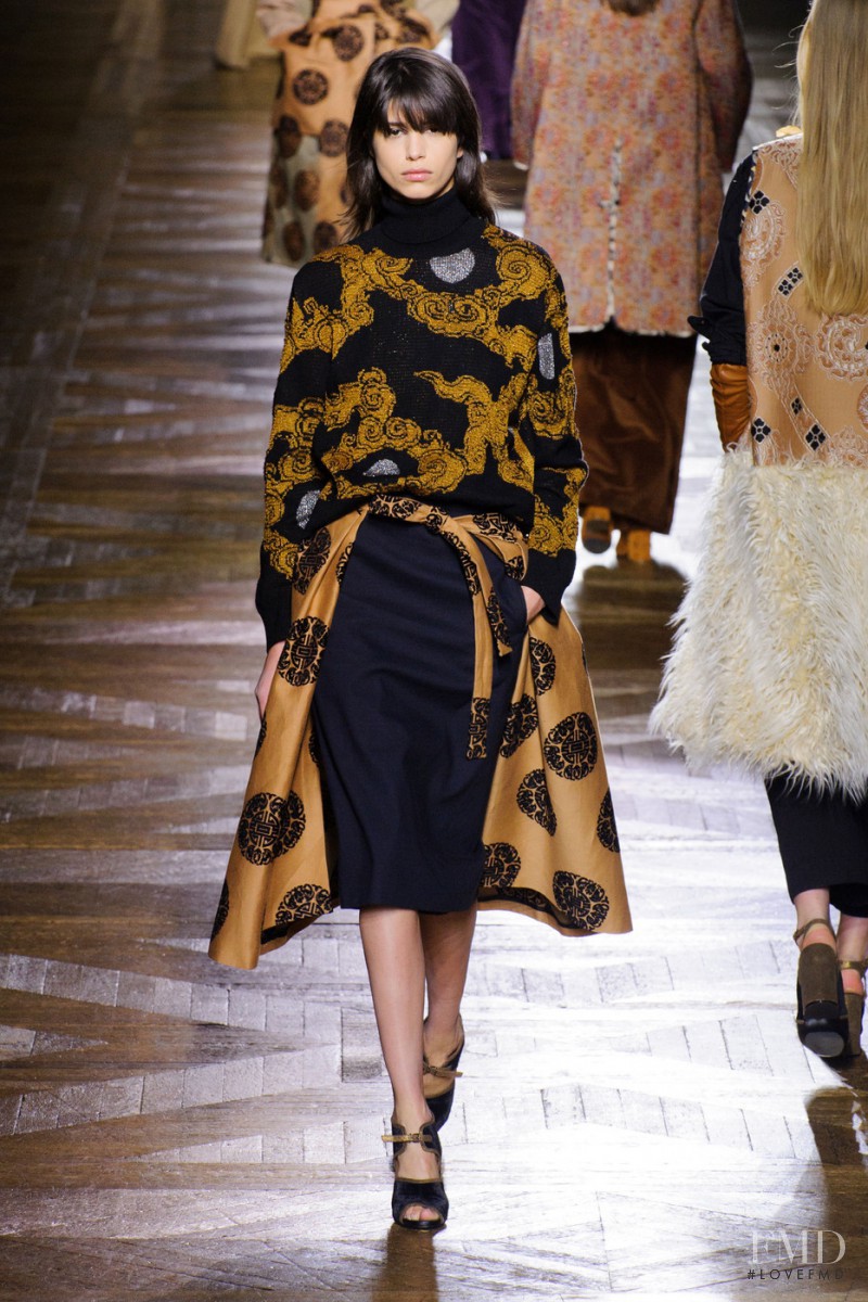 Mica Arganaraz featured in  the Dries van Noten fashion show for Autumn/Winter 2015