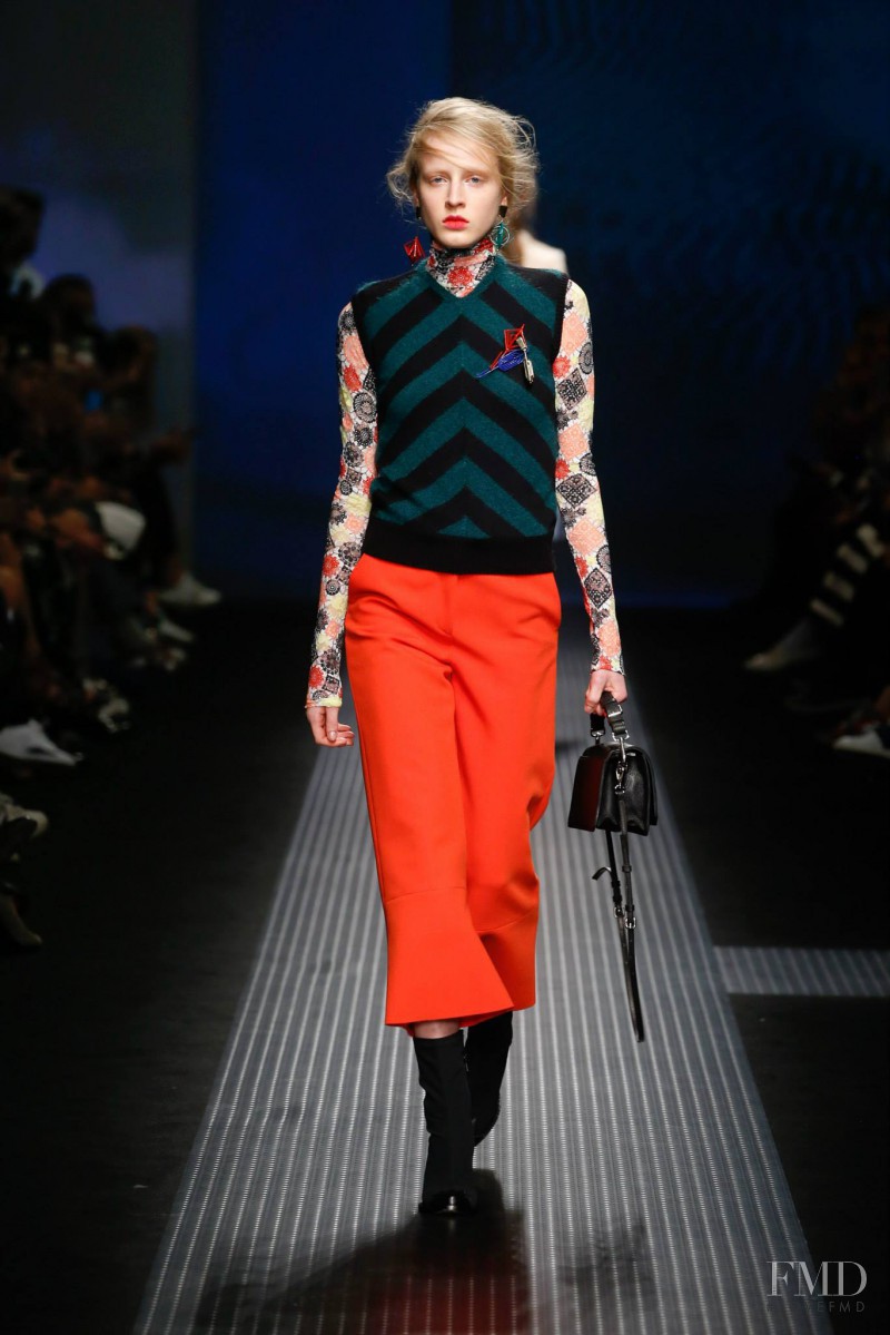 Anine Van Velzen featured in  the MSGM fashion show for Autumn/Winter 2015