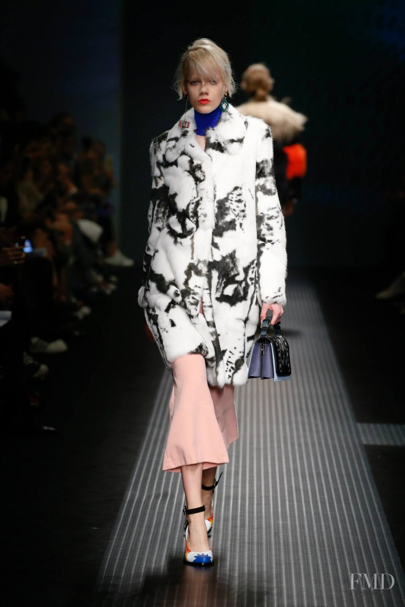 Marjan Jonkman featured in  the MSGM fashion show for Autumn/Winter 2015