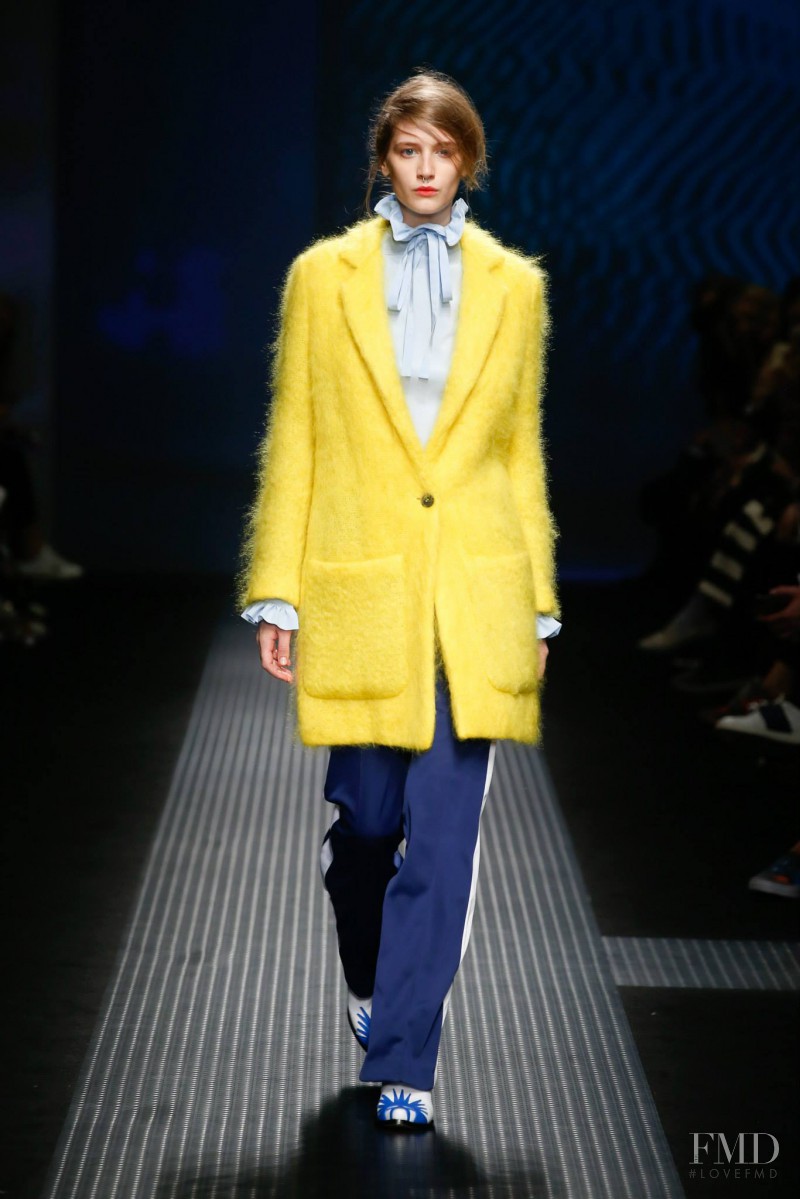 Melina Gesto featured in  the MSGM fashion show for Autumn/Winter 2015