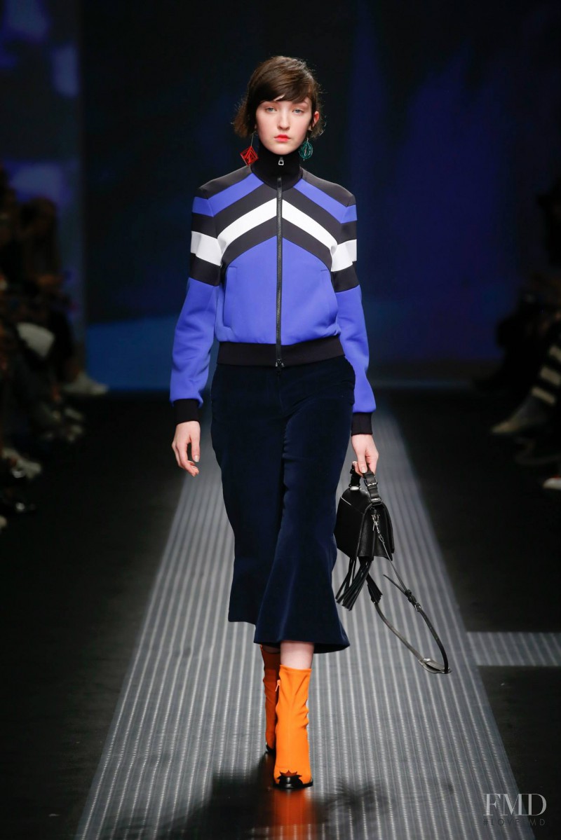 Angela Longton featured in  the MSGM fashion show for Autumn/Winter 2015