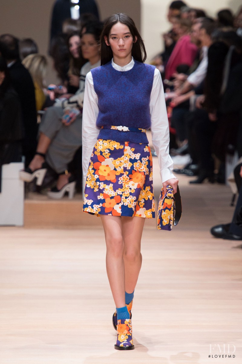 Mona Matsuoka featured in  the Carven fashion show for Autumn/Winter 2015