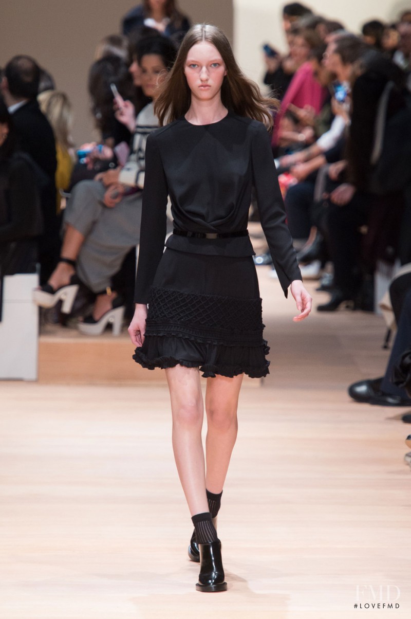 Liza Ostanina featured in  the Carven fashion show for Autumn/Winter 2015