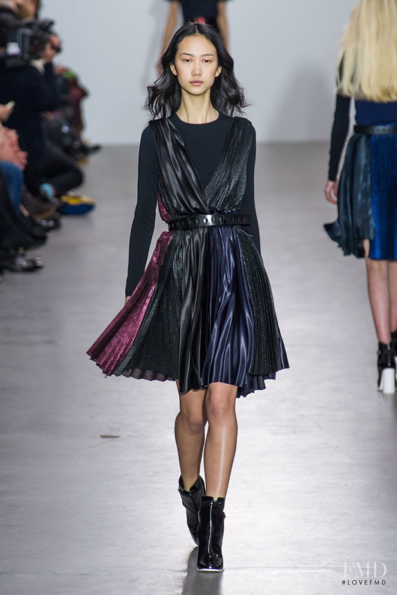 Jiaye Wu featured in  the Cedric Charlier fashion show for Autumn/Winter 2015