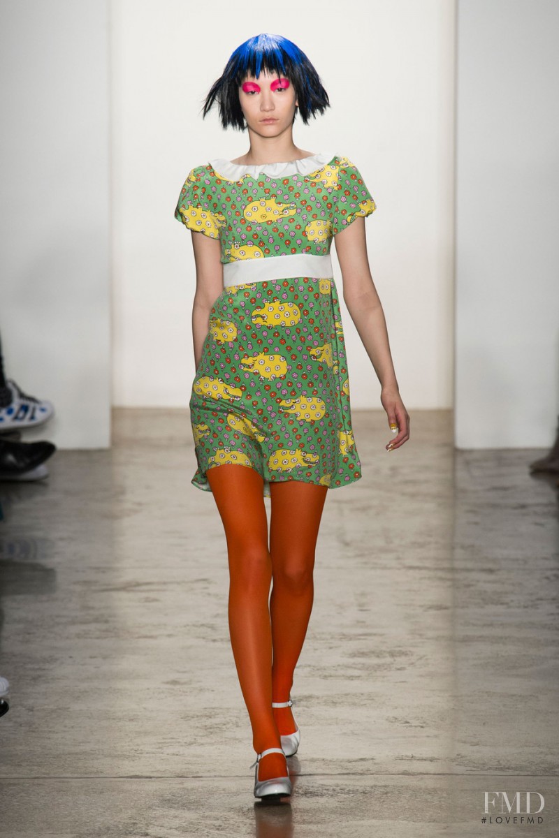 Mona Matsuoka featured in  the Jeremy Scott fashion show for Autumn/Winter 2015