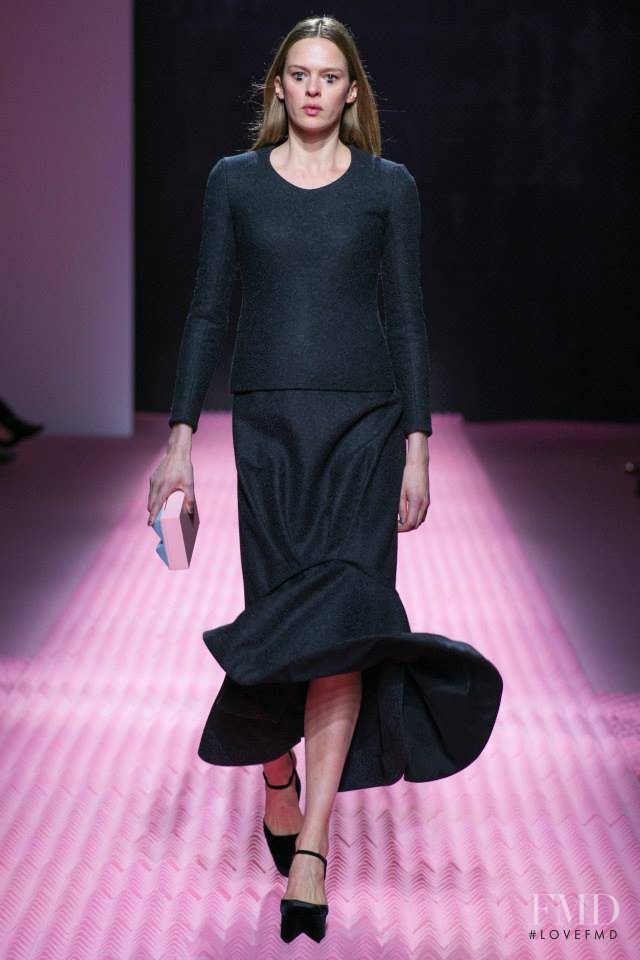 Elise Crombez featured in  the Mary Katrantzou fashion show for Autumn/Winter 2015