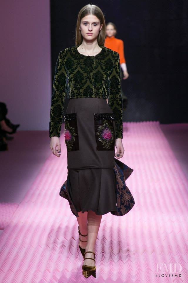 Regitze Harregaard Christensen featured in  the Mary Katrantzou fashion show for Autumn/Winter 2015
