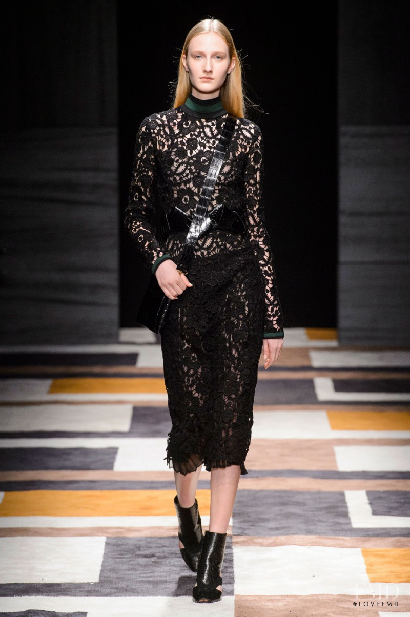 Charlotte Lindvig featured in  the Salvatore Ferragamo fashion show for Autumn/Winter 2015