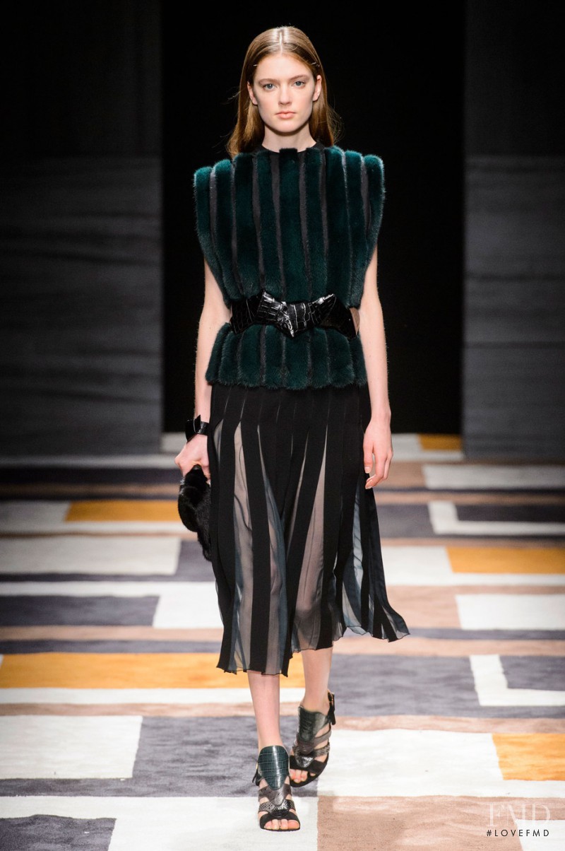 Emmy Rappe featured in  the Salvatore Ferragamo fashion show for Autumn/Winter 2015