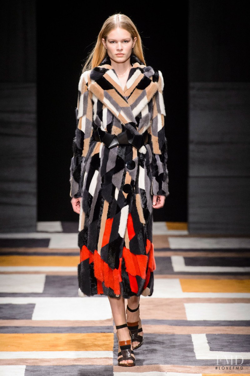 Anna Ewers featured in  the Salvatore Ferragamo fashion show for Autumn/Winter 2015