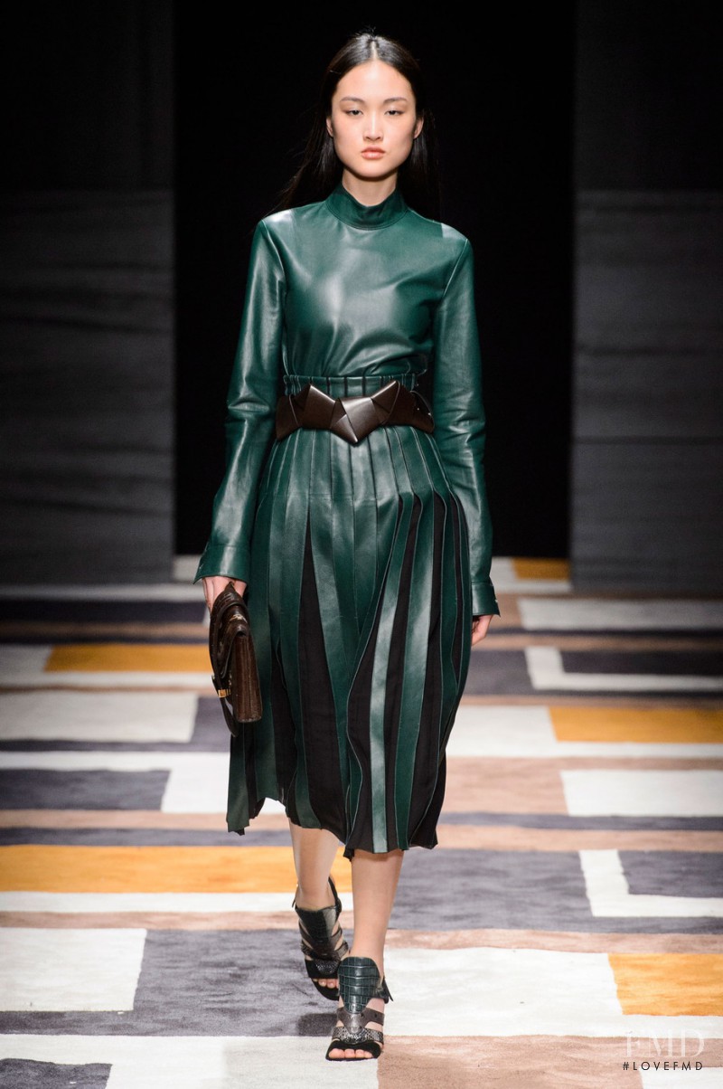 Jing Wen featured in  the Salvatore Ferragamo fashion show for Autumn/Winter 2015