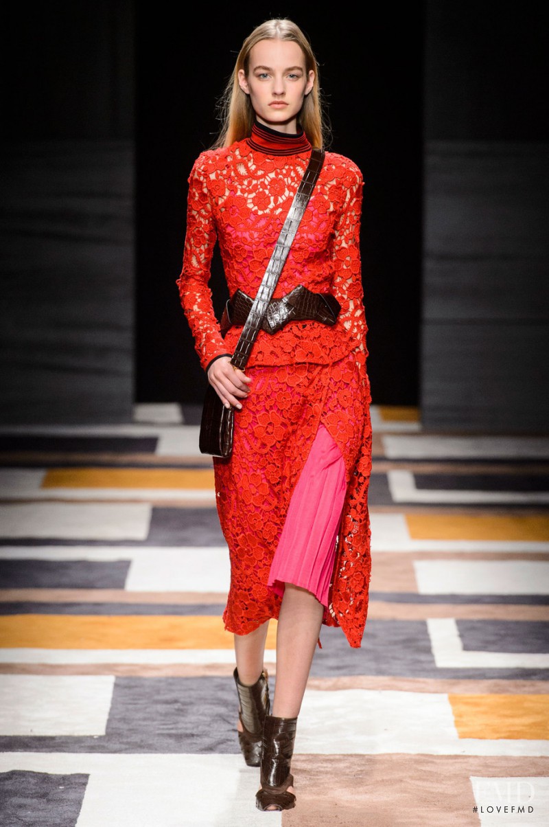 Maartje Verhoef featured in  the Salvatore Ferragamo fashion show for Autumn/Winter 2015