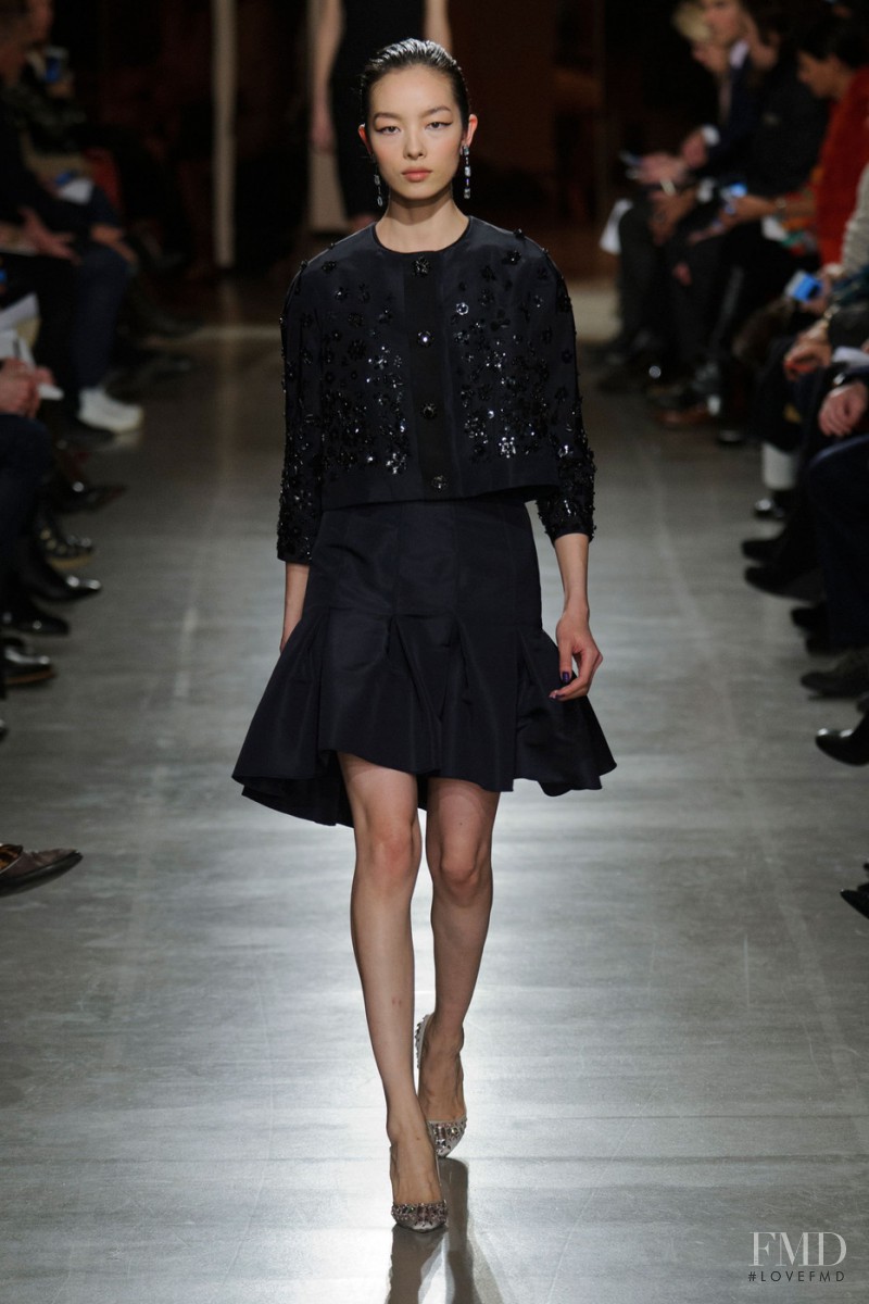 Fei Fei Sun featured in  the Oscar de la Renta fashion show for Autumn/Winter 2015