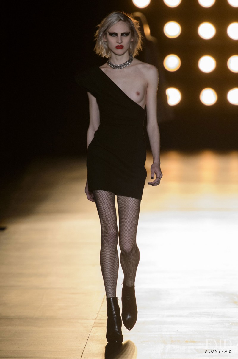 Lida Fox featured in  the Saint Laurent fashion show for Autumn/Winter 2015