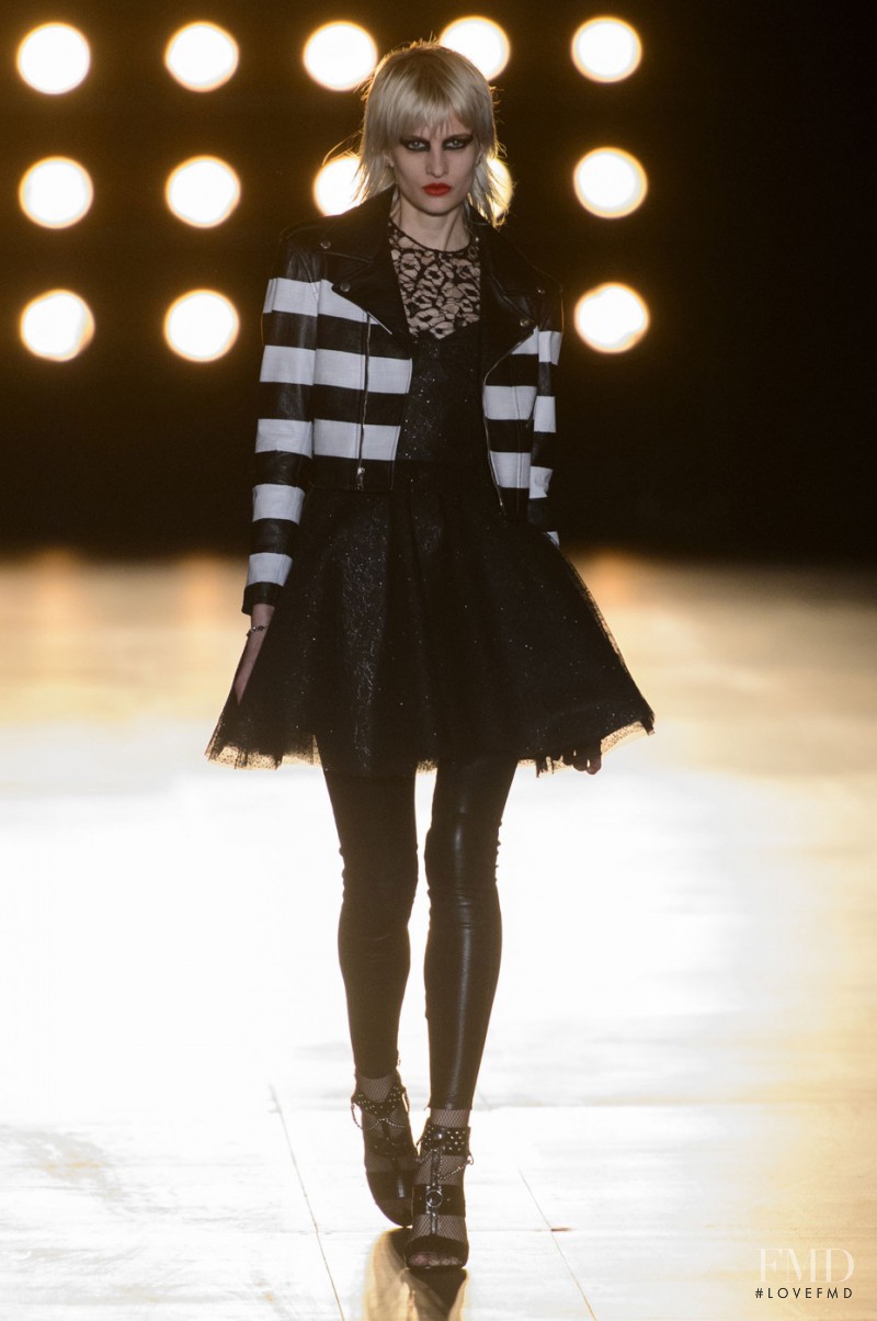 Veronika Vilim featured in  the Saint Laurent fashion show for Autumn/Winter 2015