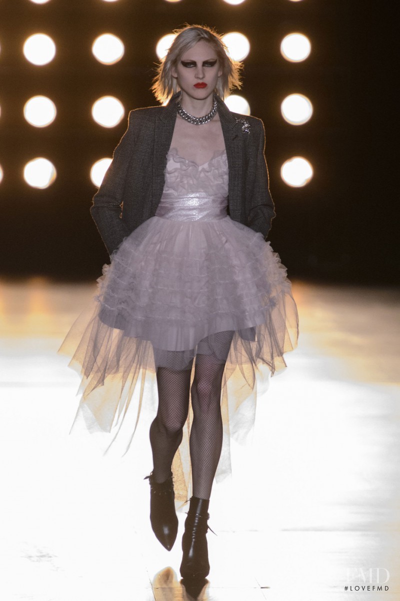 Lida Fox featured in  the Saint Laurent fashion show for Autumn/Winter 2015