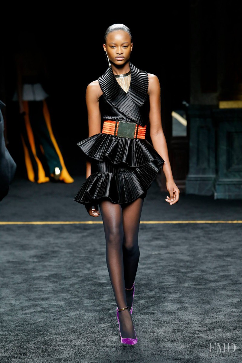 Mayowa Nicholas featured in  the Balmain fashion show for Autumn/Winter 2015