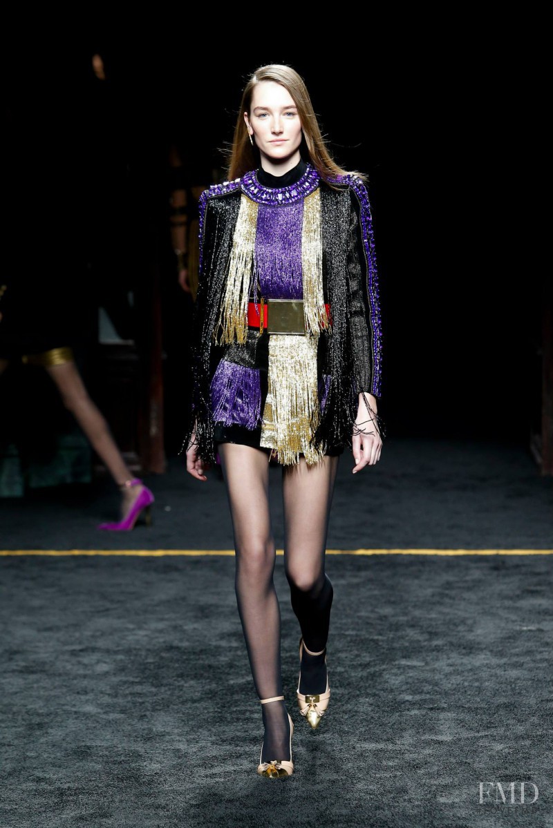 Joséphine Le Tutour featured in  the Balmain fashion show for Autumn/Winter 2015