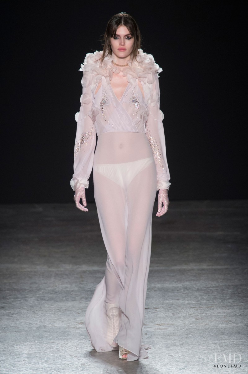 Vanessa Moody featured in  the Francesco Scognamiglio fashion show for Autumn/Winter 2015