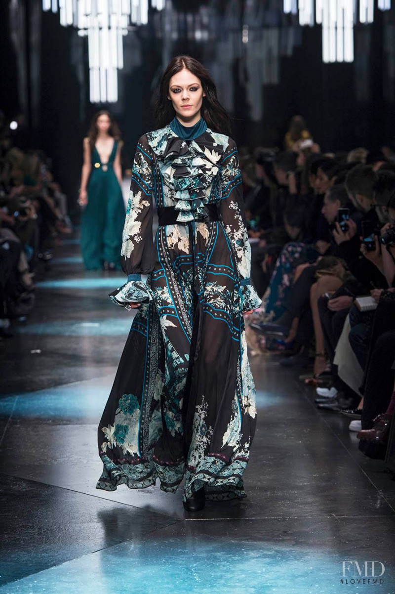 Kinga Rajzak featured in  the Roberto Cavalli fashion show for Autumn/Winter 2015