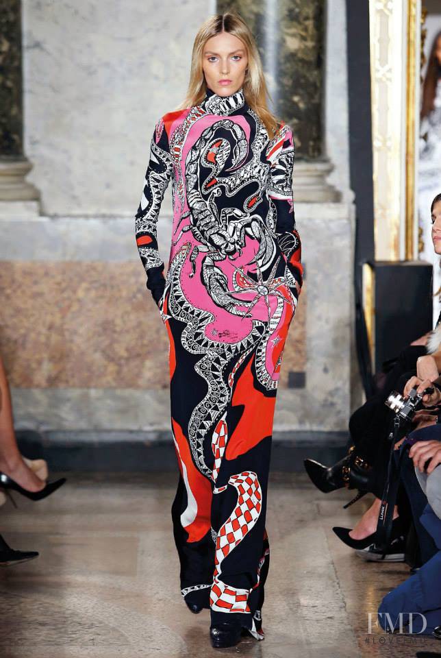 Anja Rubik featured in  the Pucci fashion show for Autumn/Winter 2015