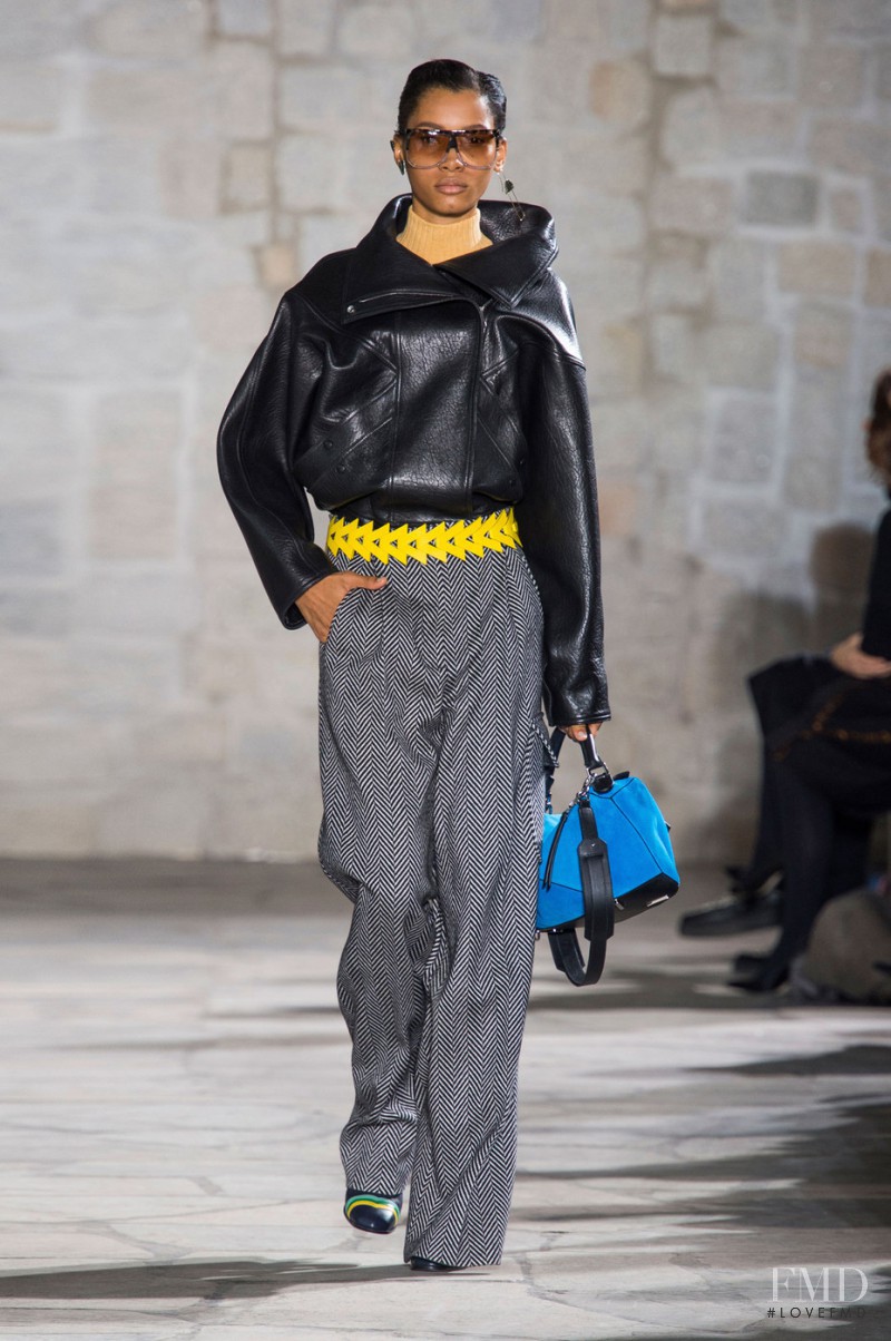 Lineisy Montero featured in  the Loewe fashion show for Autumn/Winter 2015