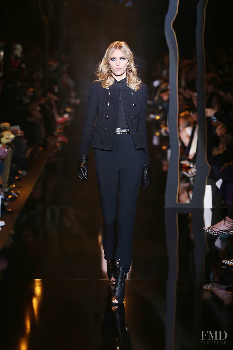 Anja Rubik featured in  the Elie Saab fashion show for Autumn/Winter 2015