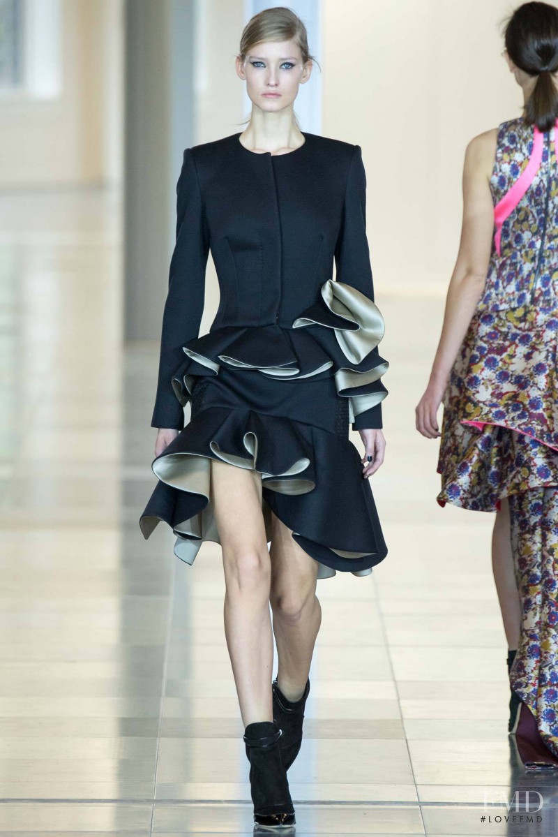 Namara Van Kleeff featured in  the Antonio Berardi fashion show for Autumn/Winter 2015