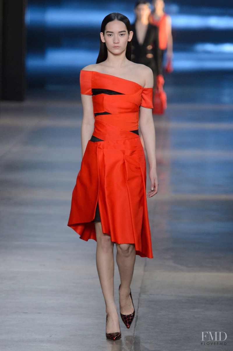 Mona Matsuoka featured in  the Christopher Kane fashion show for Autumn/Winter 2015