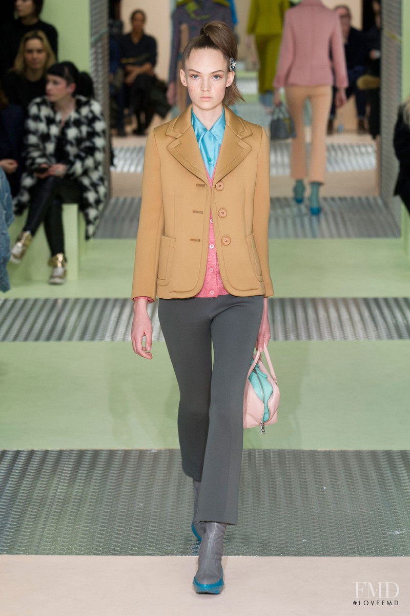 Adrienne Juliger featured in  the Prada fashion show for Autumn/Winter 2015