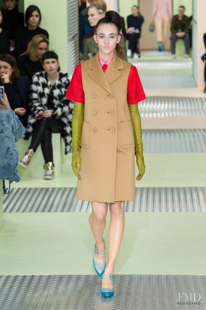 Greta Varlese featured in  the Prada fashion show for Autumn/Winter 2015