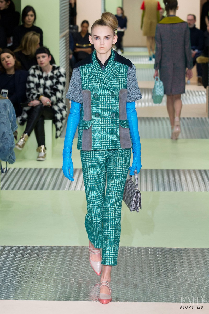 Molly Bair featured in  the Prada fashion show for Autumn/Winter 2015