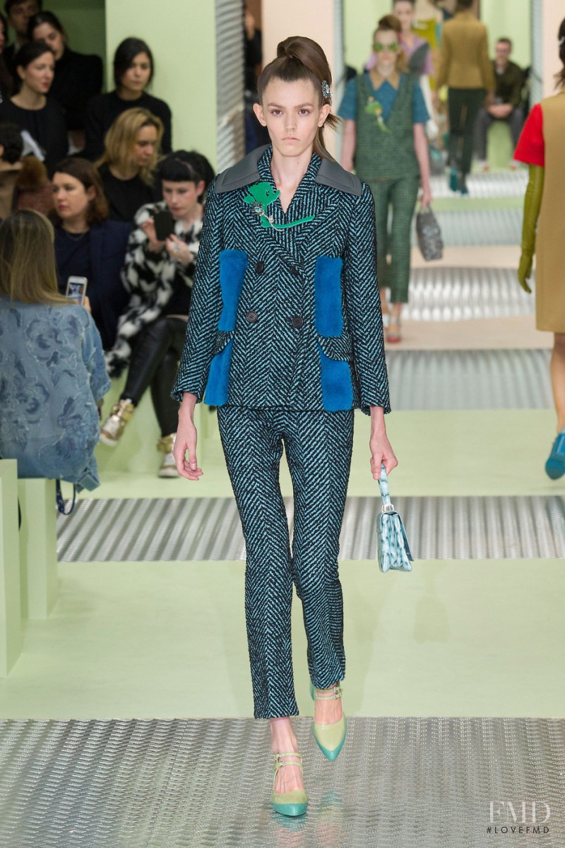 Lara Carter featured in  the Prada fashion show for Autumn/Winter 2015