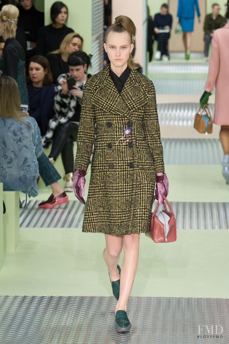 Julia Hafstrom featured in  the Prada fashion show for Autumn/Winter 2015