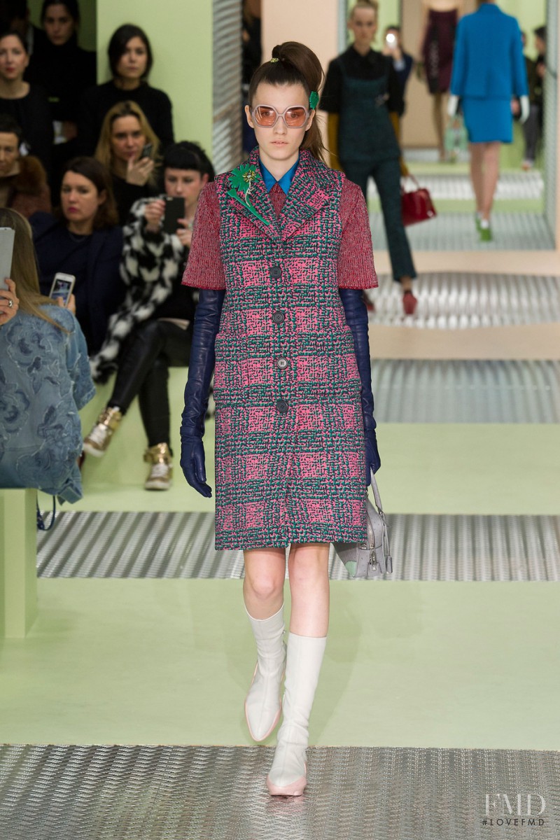Irina Djuranovic featured in  the Prada fashion show for Autumn/Winter 2015