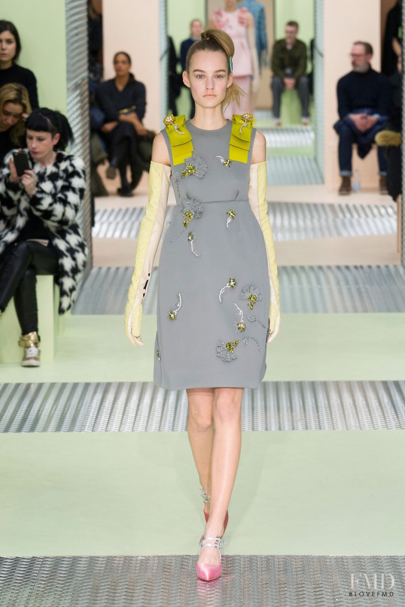 Maartje Verhoef featured in  the Prada fashion show for Autumn/Winter 2015
