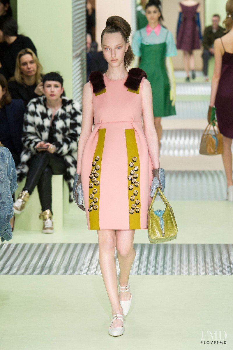 Liza Ostanina featured in  the Prada fashion show for Autumn/Winter 2015