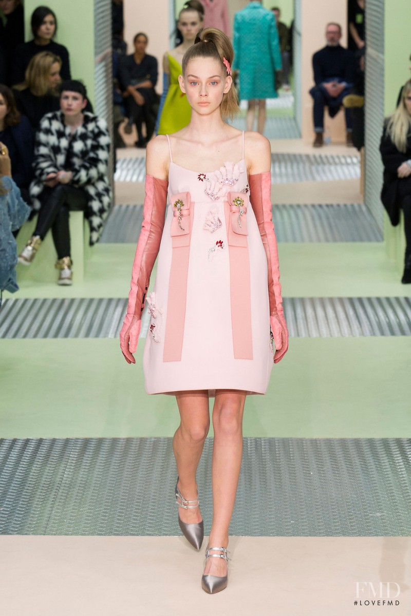 Lauren de Graaf featured in  the Prada fashion show for Autumn/Winter 2015