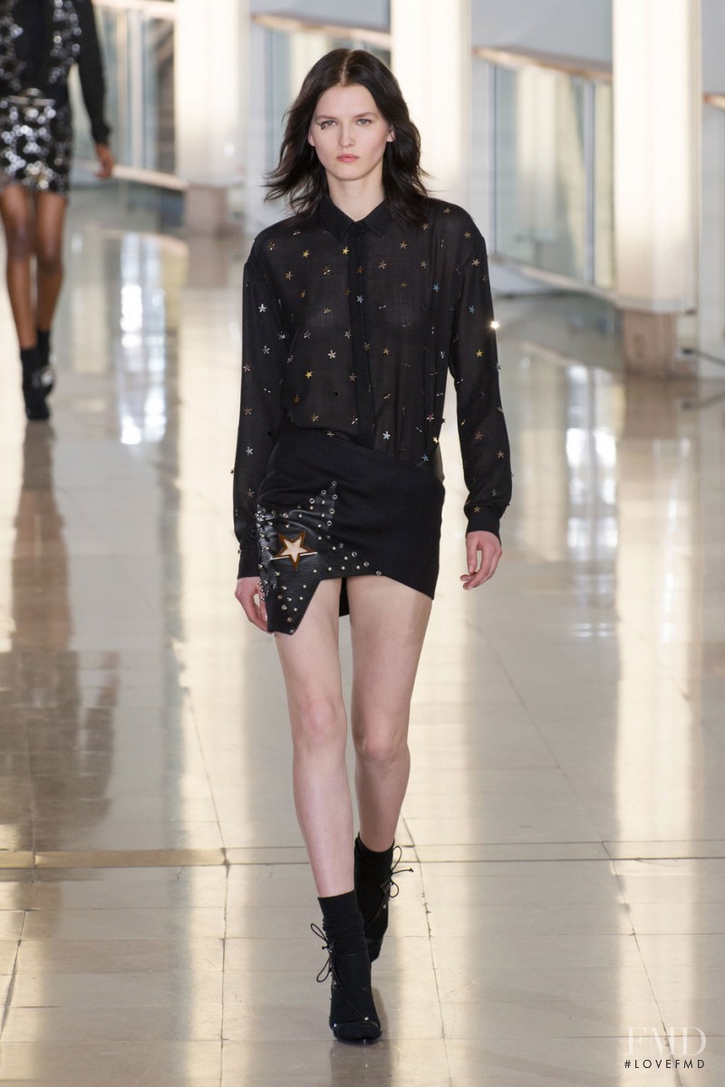 Katlin Aas featured in  the Anthony Vaccarello fashion show for Autumn/Winter 2015