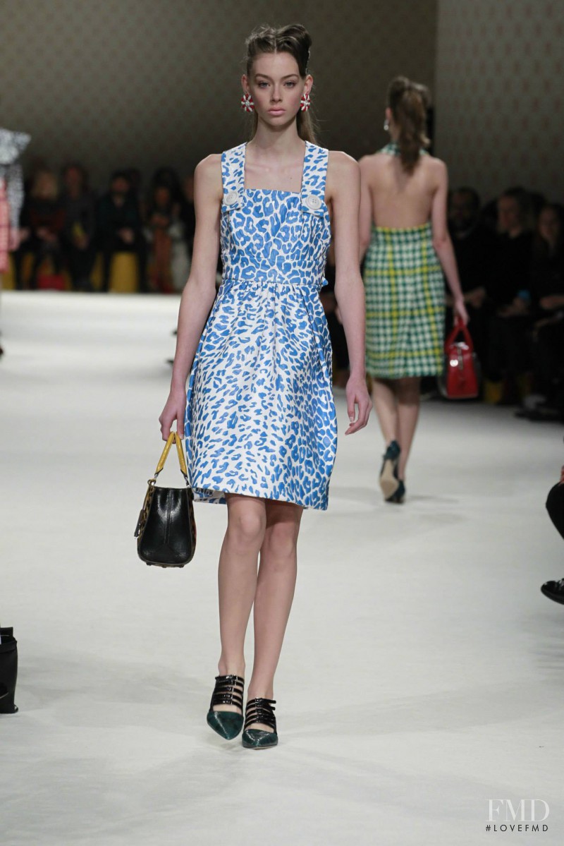 Lauren de Graaf featured in  the Miu Miu fashion show for Autumn/Winter 2015