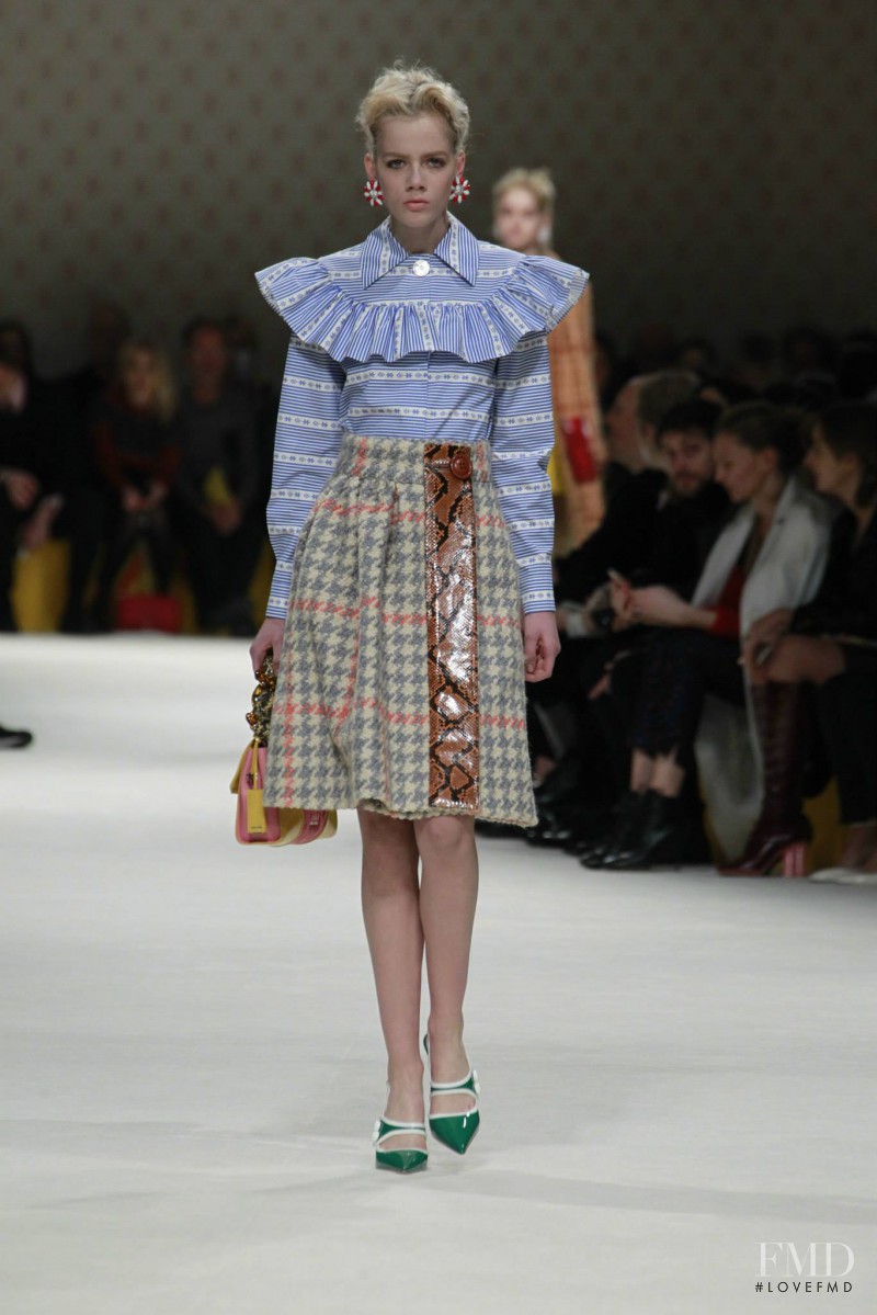 Marjan Jonkman featured in  the Miu Miu fashion show for Autumn/Winter 2015