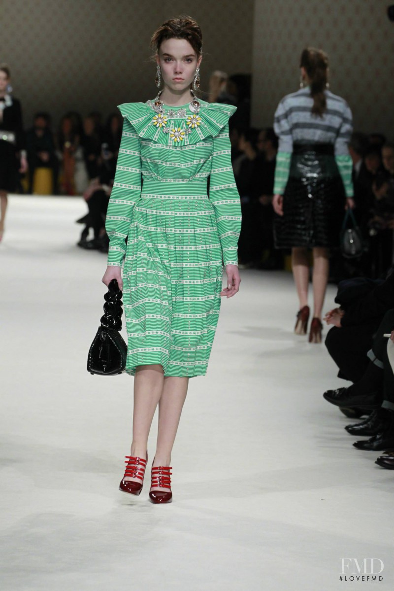 Briley Jones featured in  the Miu Miu fashion show for Autumn/Winter 2015