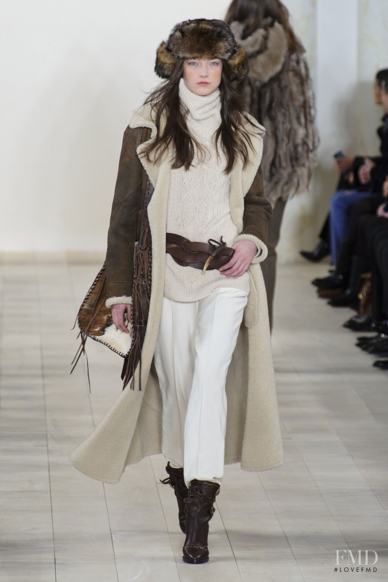 Yumi Lambert featured in  the Ralph Lauren Collection fashion show for Autumn/Winter 2015