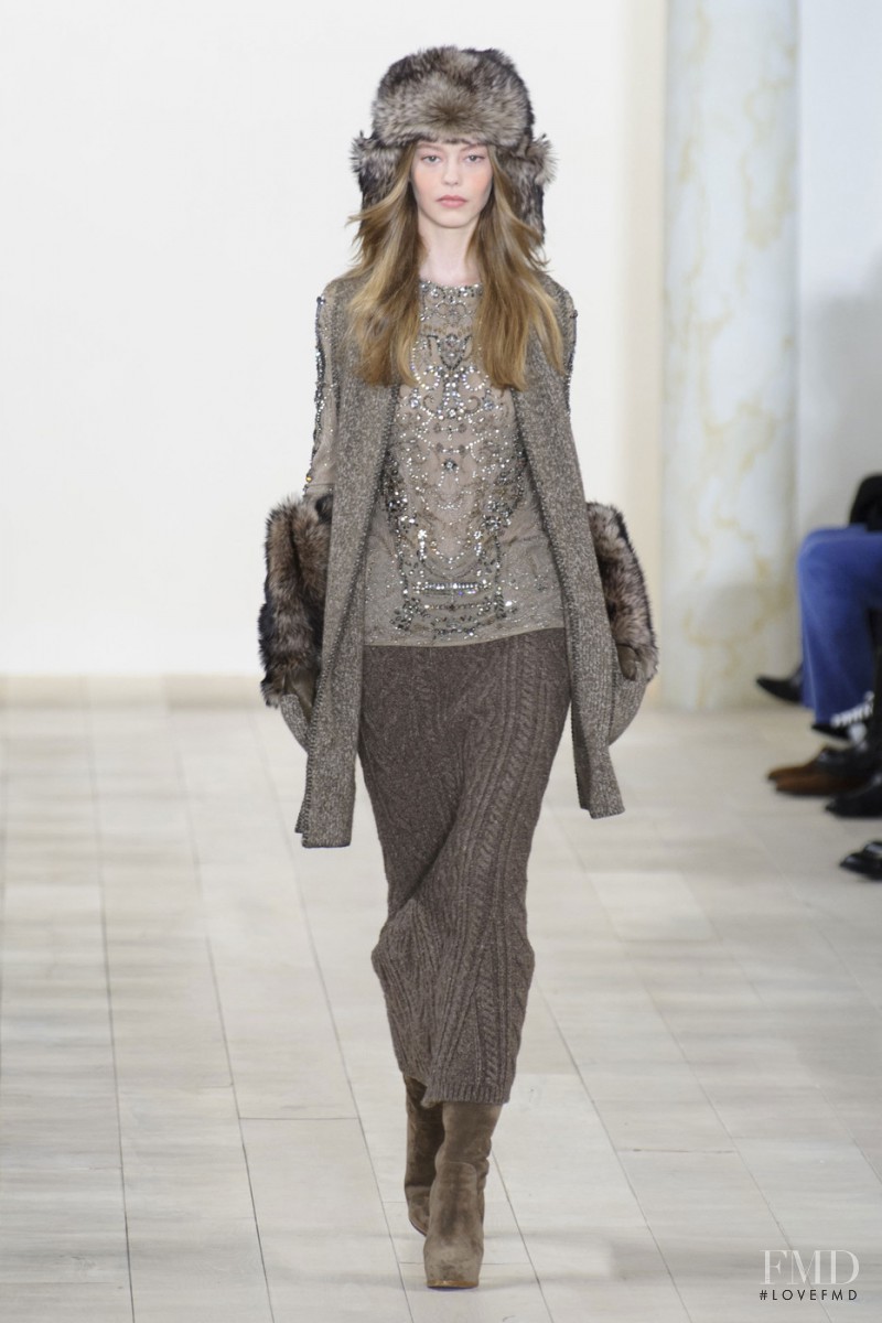 Ondria Hardin featured in  the Ralph Lauren Collection fashion show for Autumn/Winter 2015