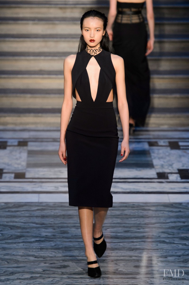 Luping Wang featured in  the Julien Macdonald fashion show for Autumn/Winter 2015