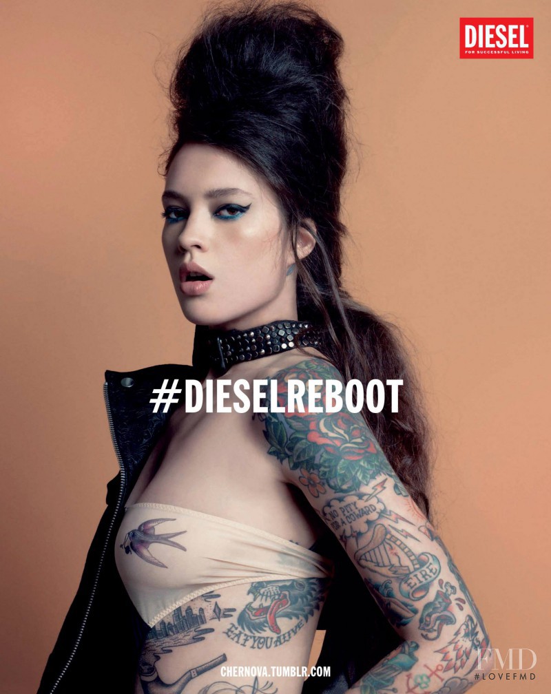 Ira Chernova featured in  the Diesel advertisement for Autumn/Winter 2013