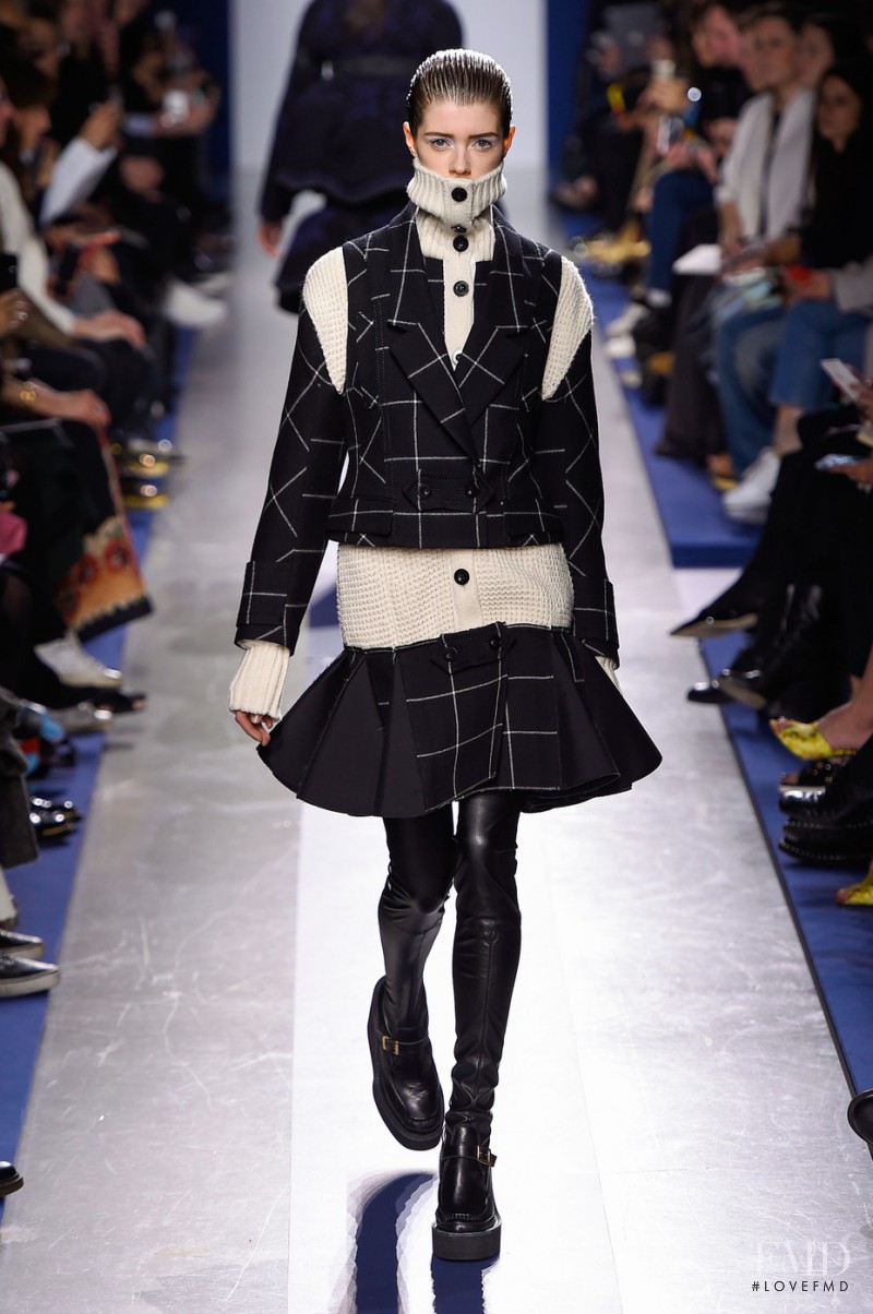 Jessica Burley featured in  the Sacai fashion show for Autumn/Winter 2015
