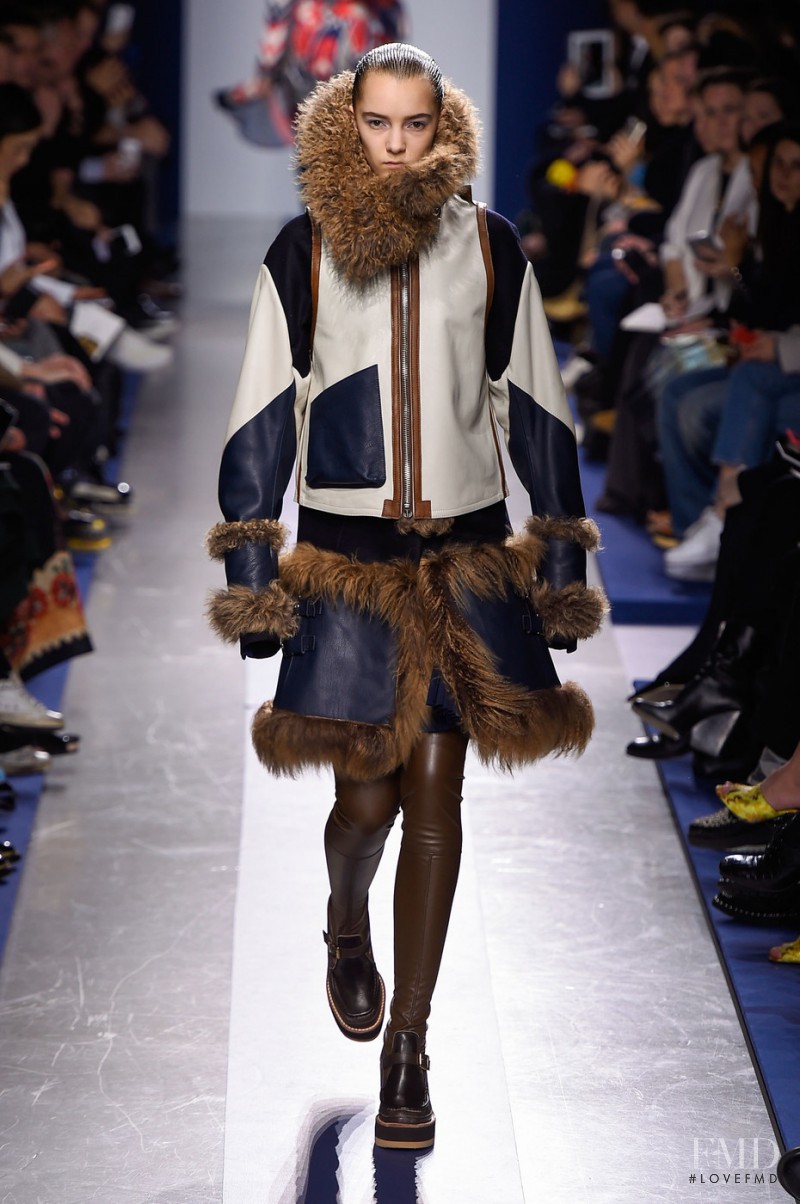 Irina Liss featured in  the Sacai fashion show for Autumn/Winter 2015