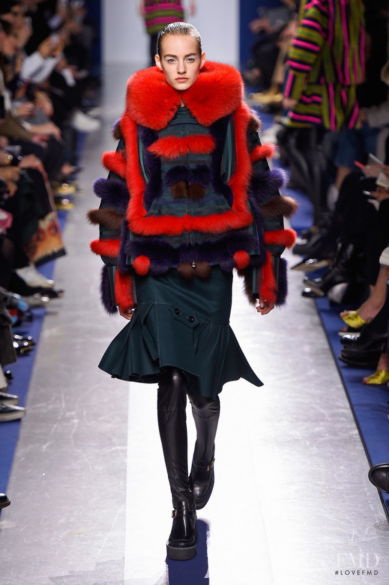 Maartje Verhoef featured in  the Sacai fashion show for Autumn/Winter 2015